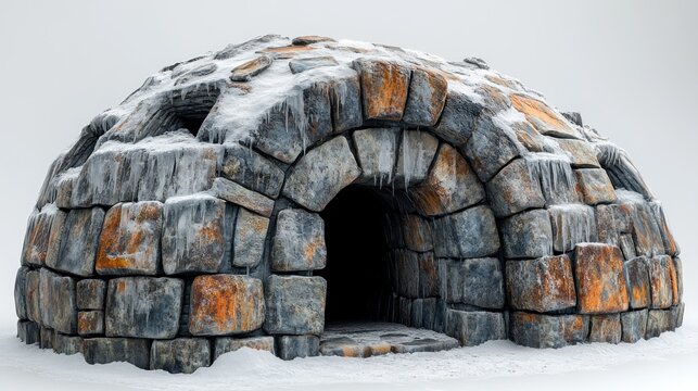 Stone Igloo in Winter Wonderland: A Majestic Arctic Structure