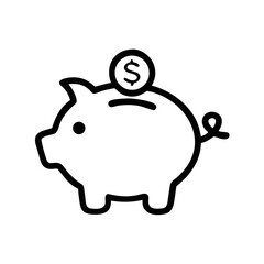 Piggy Bank Icon Outline – Savings Money Finance Vector Illustration
