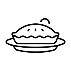 Pie Icon – Line Art Dessert Illustration for Bakery, Food, and Cooking Design