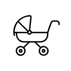 Baby Stroller Icon – Infant Pram Outline Symbol for Childcare Design