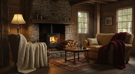 Cozy living room with fireplace