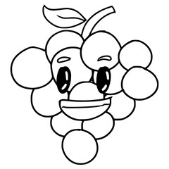 grape character illustration hand drawn outline vector