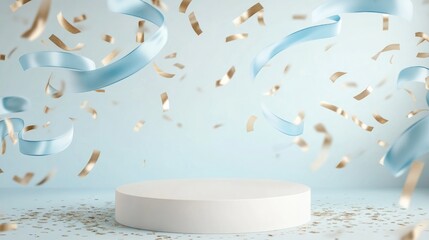 Elegant, light-blue and gold celebration podium