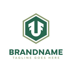Letters FUF or UF Hexagon Logo, suitable for any brand with UF FU UFF FUF FFU initials