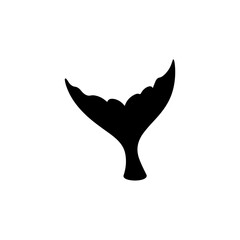 Obraz premium Black Humpback whale tail silhouette vector flat illustration on white background.