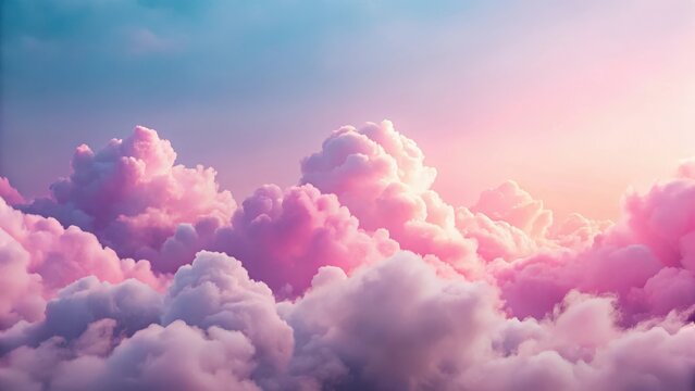 Dreamy pink clouds in a surreal sky with soft, white fog rolling in minimalistic journey through the imagination, sky, fantasy