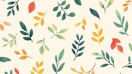 Fototapeta premium Delicate leaf pattern on a cream background.