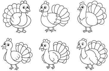 Turkey Line Drawings for Kids’ Activities Bundle