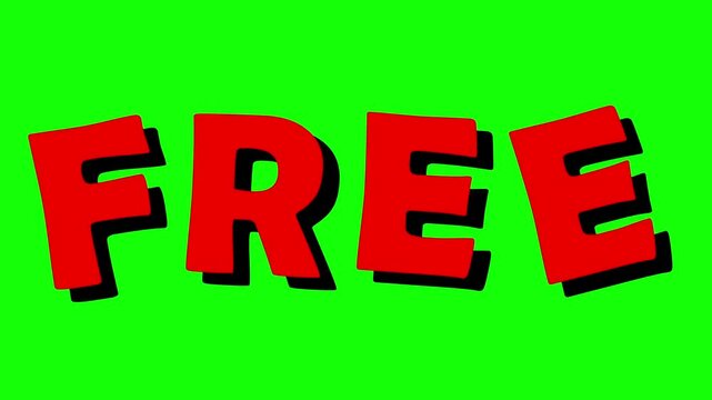 Red color free typography alphabets animation with shaking effect on green screen