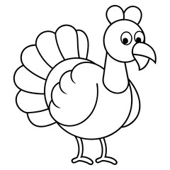 Thanksgiving Bird Line Art for Coloring and Decor