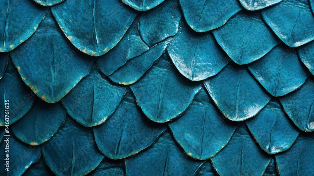 Poster detailed texture of teal leaves arranged in overlapping layers showcasing natural design elements in