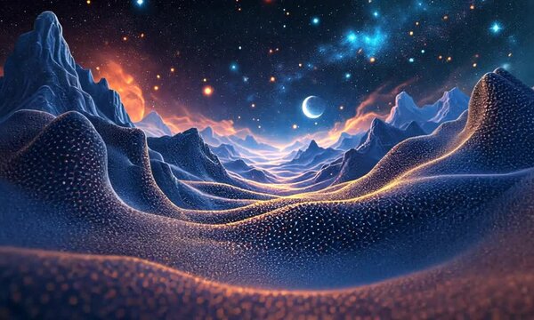 Celestial Mountains: A Dreamlike Nightscape