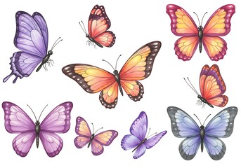 Colorful Butterfly Collection: Watercolor Illustration