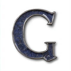 Capital letter G, detailed design, dark blue stone-like texture
