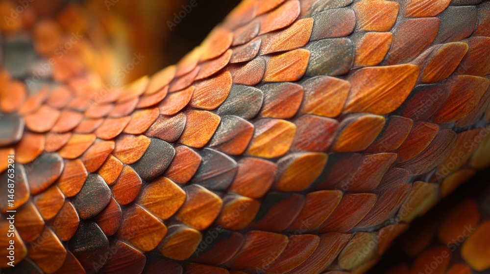 Poster detailed view of colorful snake scales showcasing texture and patterns in natural habitat during day