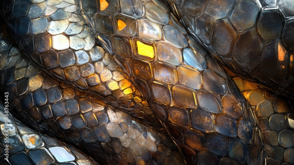 Aufkleber intricate patterns of snake scales reflecting sunlight in a natural setting