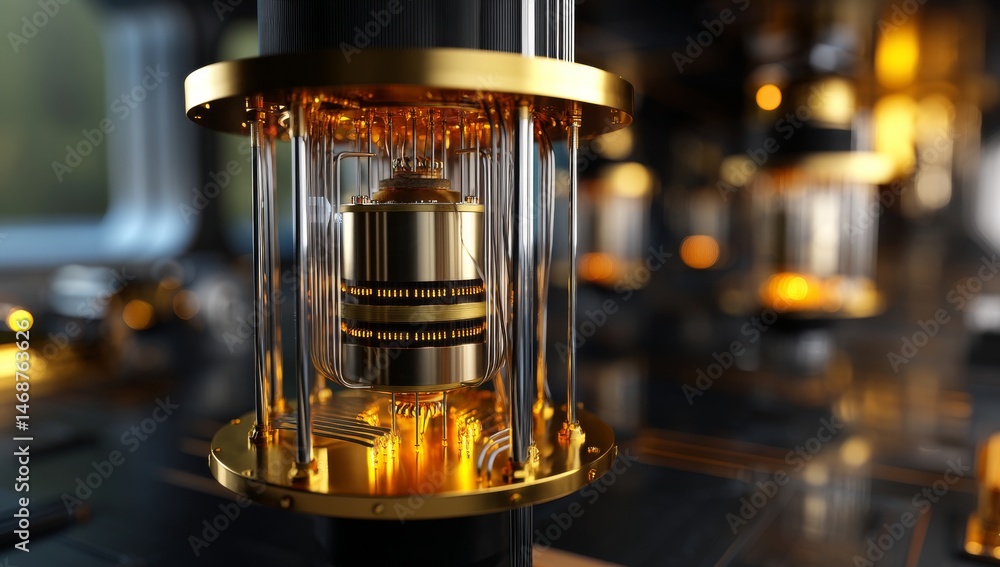 Aufkleber quantum computer close up in futuristic lab