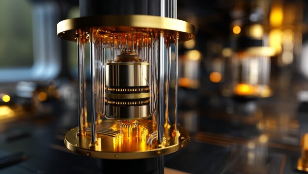 Quantum Computer Close Up in Futuristic Lab