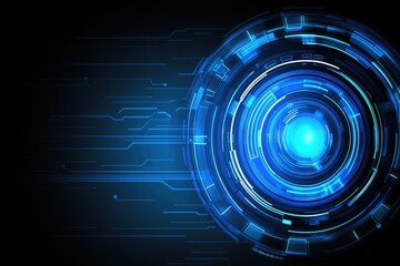 Abstract technology background with glowing circular element and circuit lines