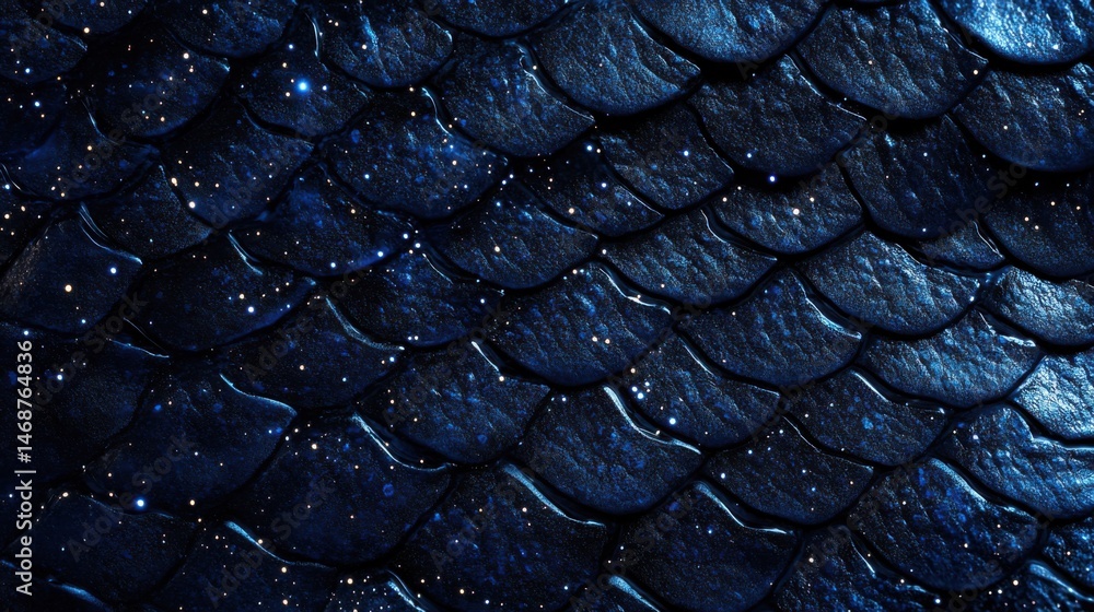 Poster dark scales covered in shimmering speckles create an enchanting underwater texture in this mesmerizi