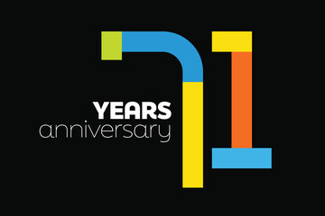 Flat Colorful 71st Anniversary Number