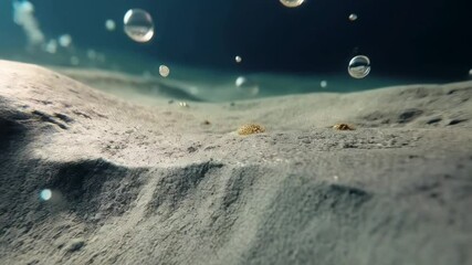 bubbles move in a ocean, bubbles in blue water of ocean