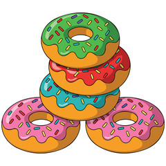 Sweet donuts in box isolated vector illustration on white background