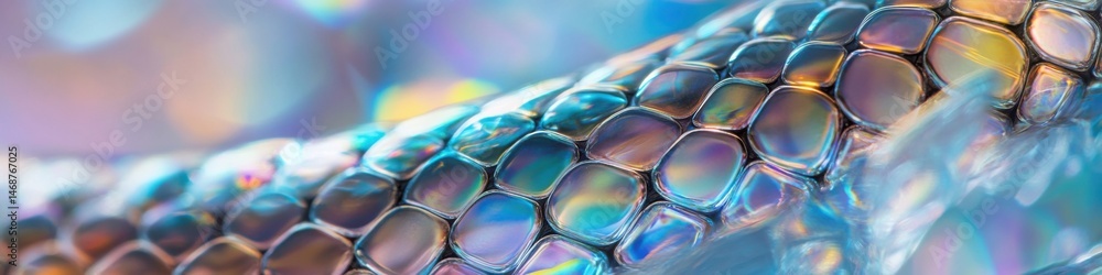Poster colorful close-up of iridescent scales highlighting textures and patterns in natural light
