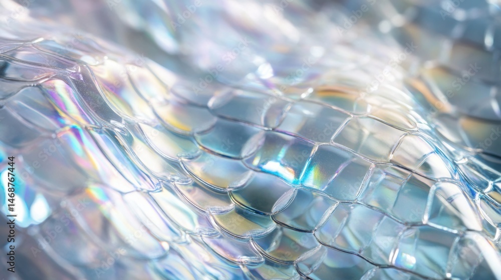 Poster intricate patterns of iridescent scales displayed under natural light in a close-up view showcasing 