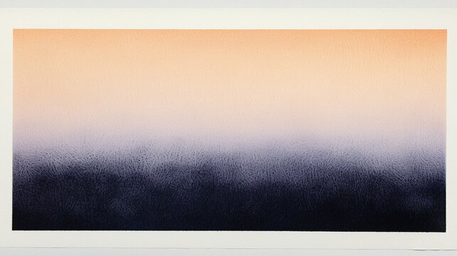 Beautifully textured sky with gradient sunset tones, soft orange fading into violet, lower half left open with white paper showing through, calm and atmospheric style