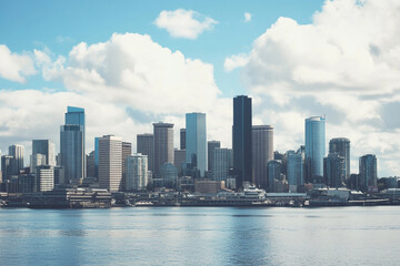 Seattle Skyline Cityscape Waterfront View Modern Architecture