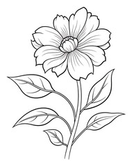 Flower Coloring Page, black and white. Floral pattern for coloring book Page