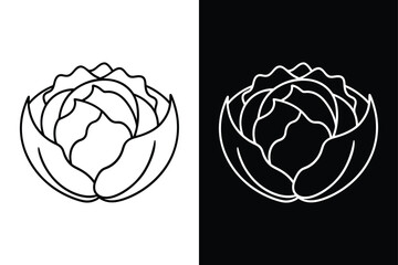 Cabbage Vector line Icon. Flat Vegetable Illustration Isolated on White Background