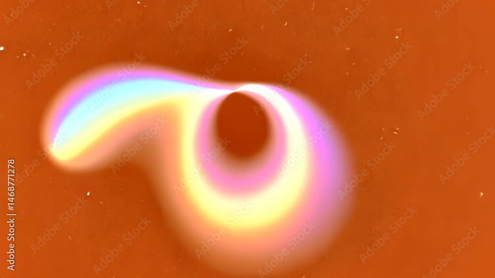 Poster iridescent light swirl against orange background with smooth gradients abstract motion design and dr