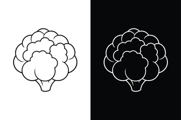 Simple Cauliflower Line Drawing. Flat Vegetable Vector for Food Design