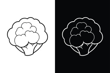 Cauliflower Line Art Icon. Simple Vegetable Illustration on White Background