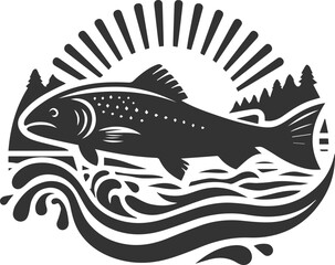 Vector salmon fish silhouette