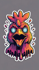 Fototapeta premium chick head with scary eyes, can be used for stickers and others