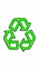 Obraz premium Green Recycle Symbol Glowing Neon Light Illustration Promoting Eco-Friendly Practices and Sustainable Living