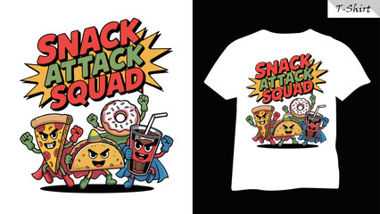 Funny Snack Attack Squad Cartoon Design for T-Shirt