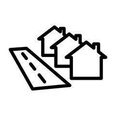 Suburban Houses Vector Line Icon Design