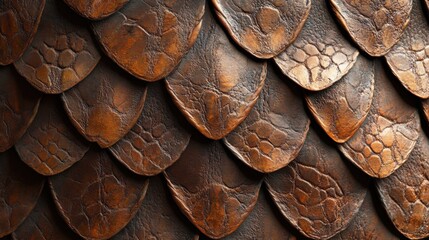 Detailed texture of dragon scale art in rich brown tones highlighting craftsmanship and design techniques