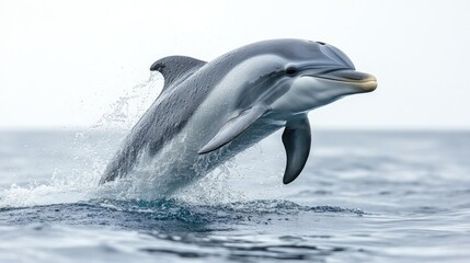 Fototapeta premium Dolphin leaps gracefully above the water's surface