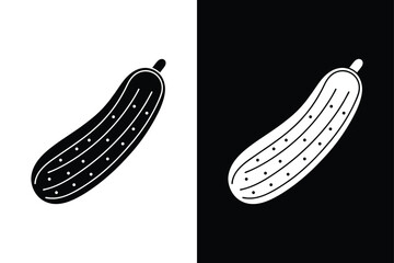 Cucumber Silhouette Icon. Clean Line Veggie Design in Black and White
