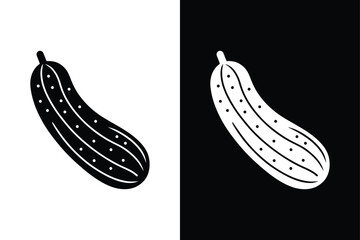 Flat Cucumber Vegetable Icon. Monochrome Minimalist Design