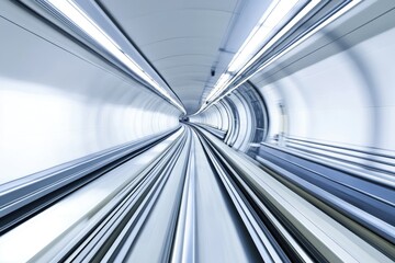 Modern subway tunnel, fast motion