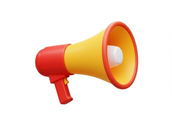 Red and Yellow Cartoon Megaphone Announcement Isolated on White Background