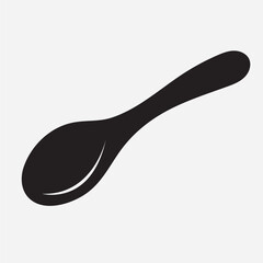 Black Silhouette Spoon Icon on White Background
