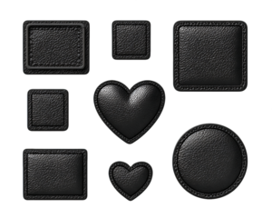 Black Textured Shapes Collection with Sparkle Effect, PNG