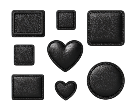 Black Textured Shapes Collection with Sparkle Effect, PNG